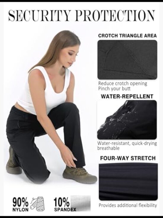 Lightweight Quick Dry Hiking Pants Water Resistant Cargo Work Pants with Zipper - Picture 6 of 7